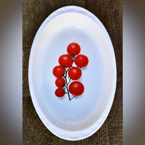 Oval Lug Handled Embossed Edge Footed Tomato Vine Illustrated FAPOR Casserole